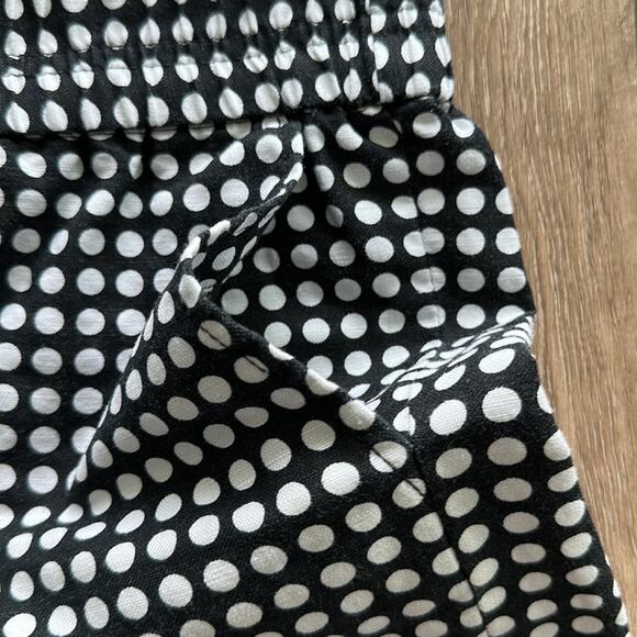 J.Crew Linen Blend Boardwalk Shorts Black & White Polka Dot Size 6 - Picture 2 of 4